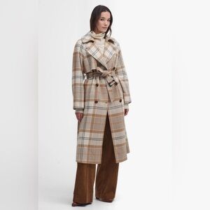 BARBOUR CLAUDETTE TRENCH COAT SZ 6 BEIGE BROWN TAN CREAM
